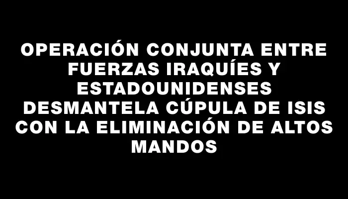 Operación conjunta entre fuerzas iraquíes y estadounidenses desmantela cúpula de Isis con la eliminación de altos mandos