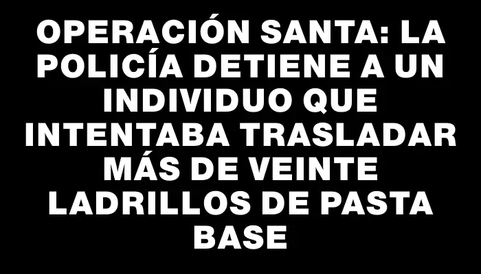 Operación Santa: la policía detiene a un individuo que intentaba trasladar más de veinte ladrillos de pasta base