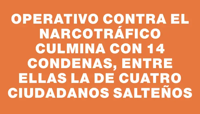 Operativo contra el narcotráfico culmina con 14 condenas, entre ellas la de cuatro ciudadanos salteños