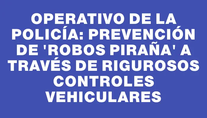 Operativo de la Policía: Prevención de 'robos piraña' a través de rigurosos controles vehiculares