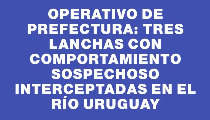 Operativo de Prefectura: Tres lanchas con comportamiento sospechoso interceptadas en el Río Uruguay