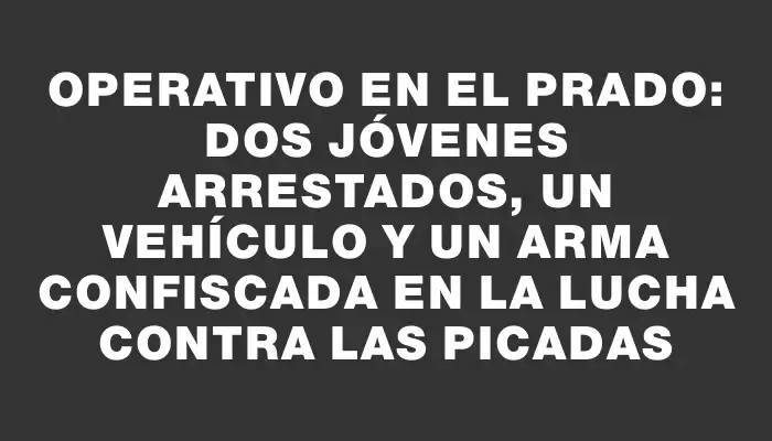 Operativo en el Prado: Dos jóvenes arrestados, un vehículo y un arma confiscada en la lucha contra las picadas