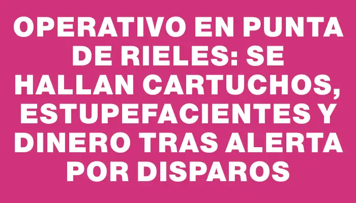 Operativo en Punta de Rieles: Se hallan cartuchos, estupefacientes y dinero tras alerta por disparos