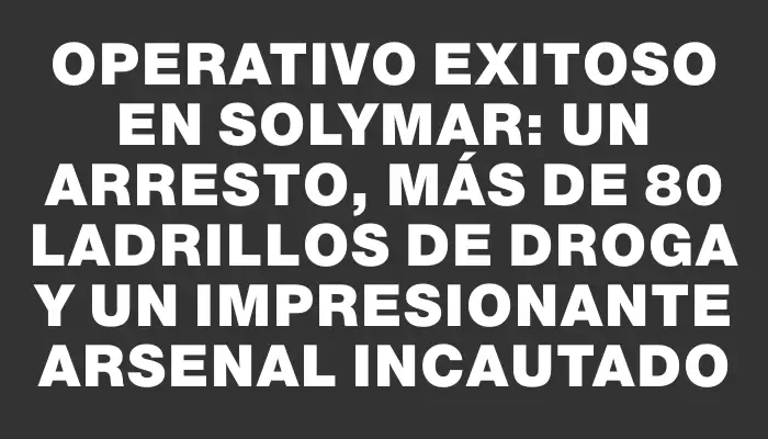 Operativo exitoso en Solymar: un arresto, más de 80 ladrillos de droga y un impresionante arsenal incautado