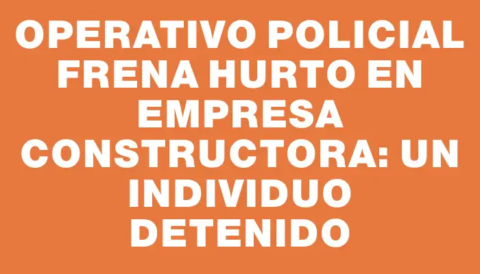 Operativo policial frena hurto en empresa constructora: un individuo detenido