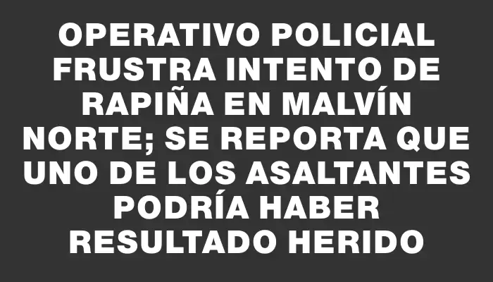 Operativo policial frustra intento de rapiña en Malvín Norte; se reporta que uno de los asaltantes podría haber resultado herido