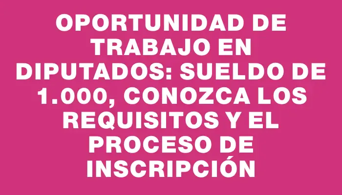 Oportunidad de trabajo en Diputados: Sueldo de $91.000, conozca los requisitos y el proceso de inscripción