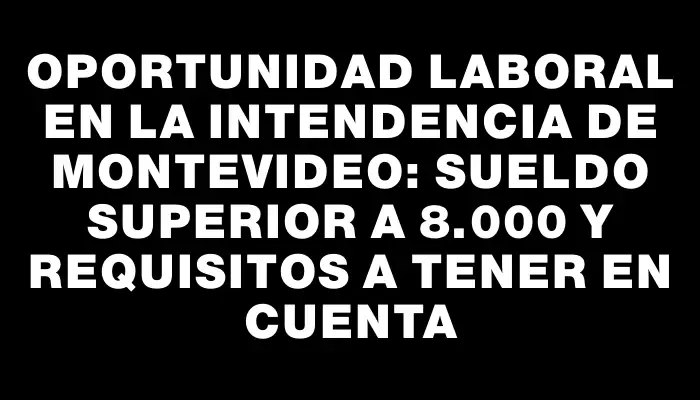 Oportunidad laboral en la Intendencia de Montevideo: sueldo superior a $78.000 y requisitos a tener en cuenta