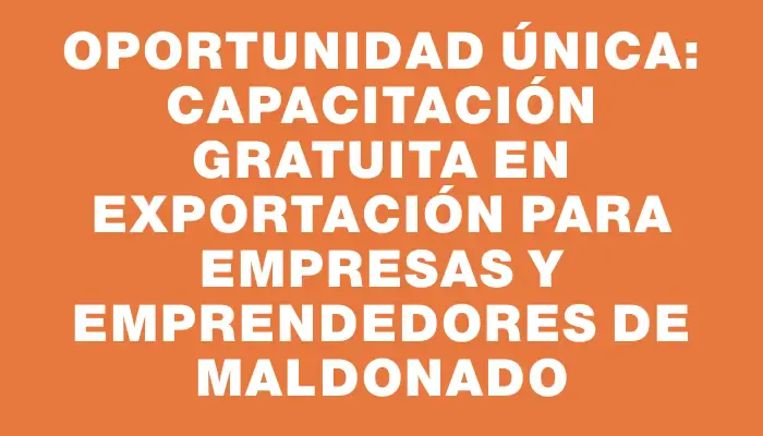 Oportunidad única: capacitación gratuita en exportación para empresas y emprendedores de Maldonado