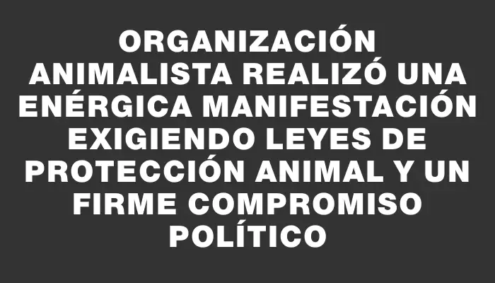 Organización animalista realizó una enérgica manifestación exigiendo leyes de protección animal y un firme compromiso político