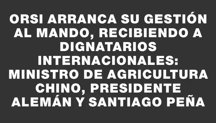 Orsi arranca su gestión al mando, recibiendo a dignatarios internacionales: Ministro de Agricultura chino, presidente alemán y Santiago Peña