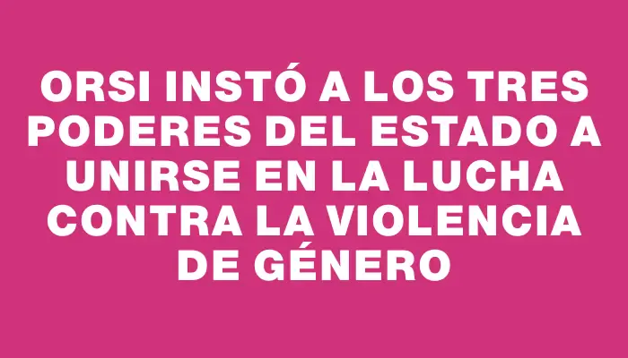 Orsi instó a los tres poderes del Estado a unirse en la lucha contra la violencia de género