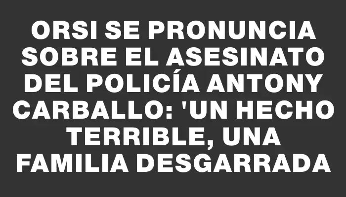 Orsi se pronuncia sobre el asesinato del policía Antony Carballo: "Un hecho terrible, una familia desgarrada