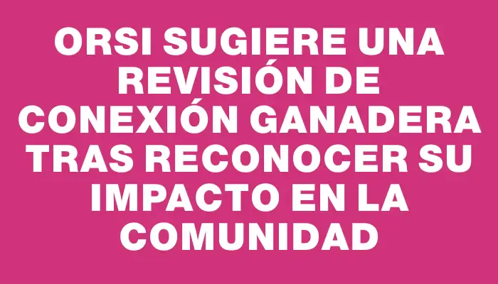 Orsi sugiere una revisión de Conexión Ganadera tras reconocer su impacto en la comunidad