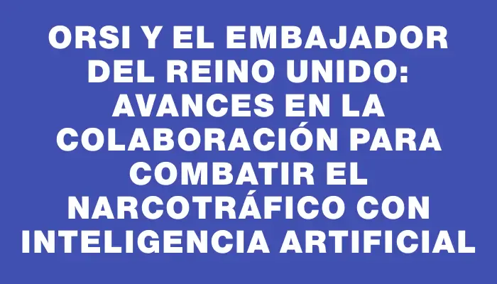 Orsi y el embajador del Reino Unido: Avances en la colaboración para combatir el narcotráfico con inteligencia artificial