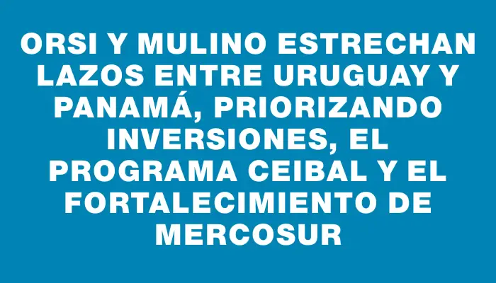 Orsi y Mulino estrechan lazos entre Uruguay y Panamá, priorizando inversiones, el programa Ceibal y el fortalecimiento de Mercosur