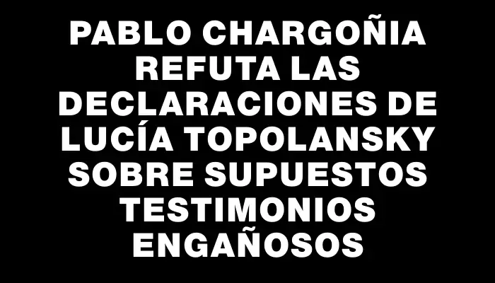 Pablo Chargoñia refuta las declaraciones de Lucía Topolansky sobre supuestos testimonios engañosos