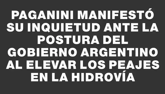 Paganini manifestó su inquietud ante la postura del Gobierno argentino al elevar los peajes en la hidrovía