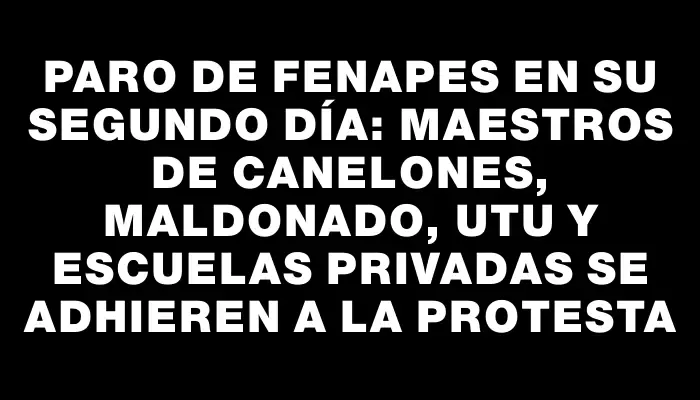 Paro de Fenapes en su segundo día: maestros de Canelones, Maldonado, Utu y escuelas privadas se adhieren a la protesta