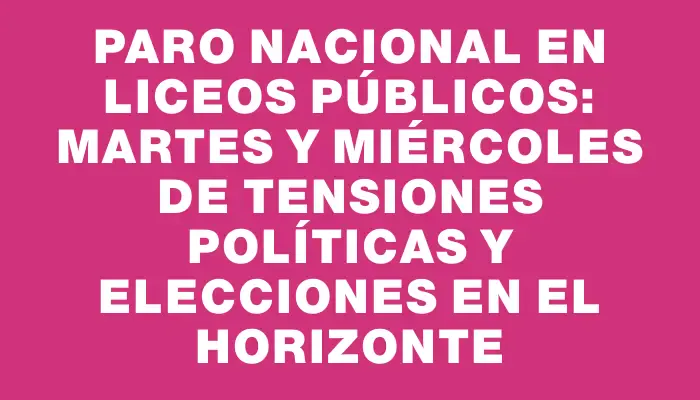 Paro nacional en liceos públicos: Martes y miércoles de tensiones políticas y elecciones en el horizonte