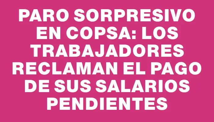 Paro sorpresivo en Copsa: los trabajadores reclaman el pago de sus salarios pendientes