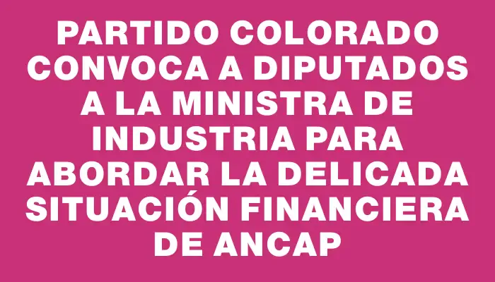 Partido Colorado convoca a Diputados a la ministra de Industria para abordar la delicada situación financiera de Ancap