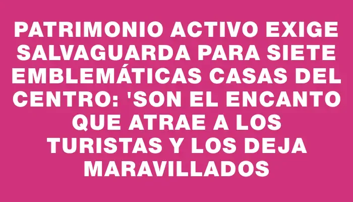 Patrimonio Activo exige salvaguarda para siete emblemáticas casas del Centro: "Son el encanto que atrae a los turistas y los deja maravillados