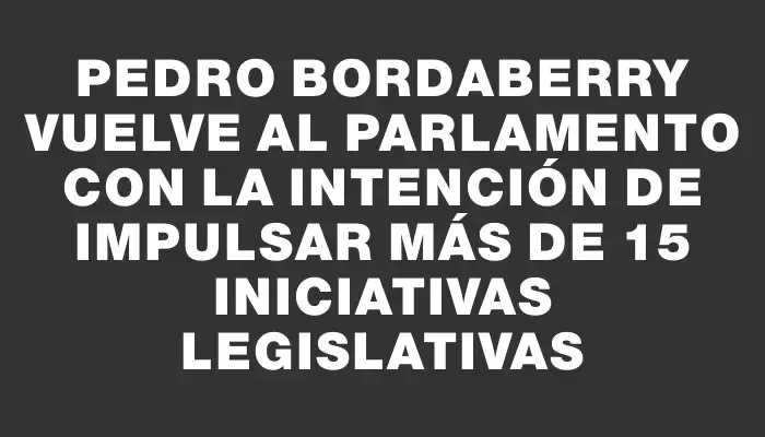 Pedro Bordaberry vuelve al Parlamento con la intención de impulsar más de 15 iniciativas legislativas