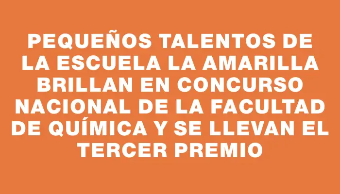 Pequeños talentos de la escuela La Amarilla brillan en concurso nacional de la Facultad de Química y se llevan el tercer premio