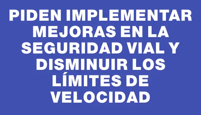 Piden implementar mejoras en la seguridad vial y disminuir los límites de velocidad