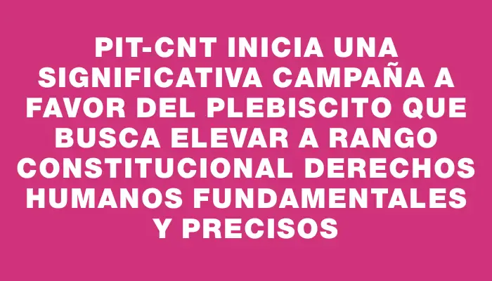 Pit-cnt inicia una significativa campaña a favor del plebiscito que busca elevar a rango constitucional derechos humanos fundamentales y precisos