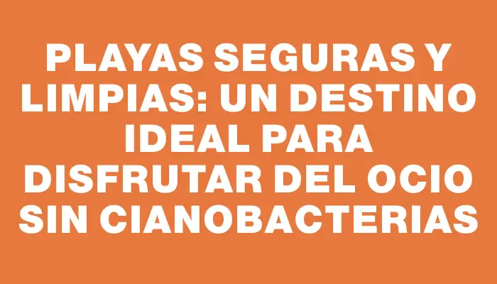 Playas seguras y limpias: un destino ideal para disfrutar del ocio sin cianobacterias