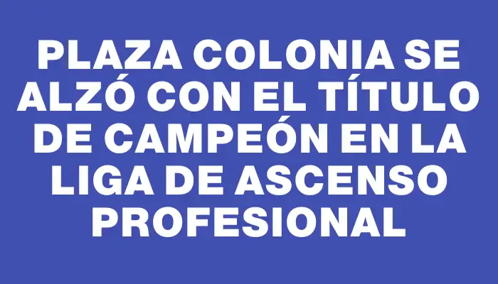 Plaza Colonia se alzó con el título de campeón en la Liga de Ascenso Profesional