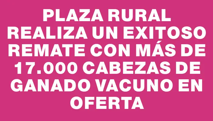 Plaza Rural realiza un exitoso remate con más de 17.000 cabezas de ganado vacuno en oferta