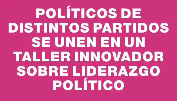 Políticos de distintos partidos se unen en un taller innovador sobre liderazgo político