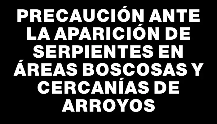 Precaución ante la aparición de serpientes en áreas boscosas y cercanías de arroyos