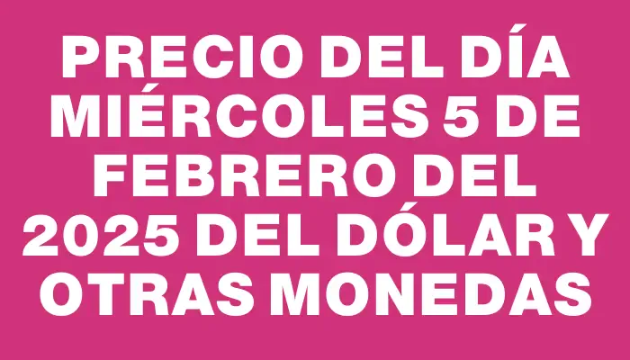 Precio del día Miércoles 5 de febrero del 2025 del dólar y otras monedas