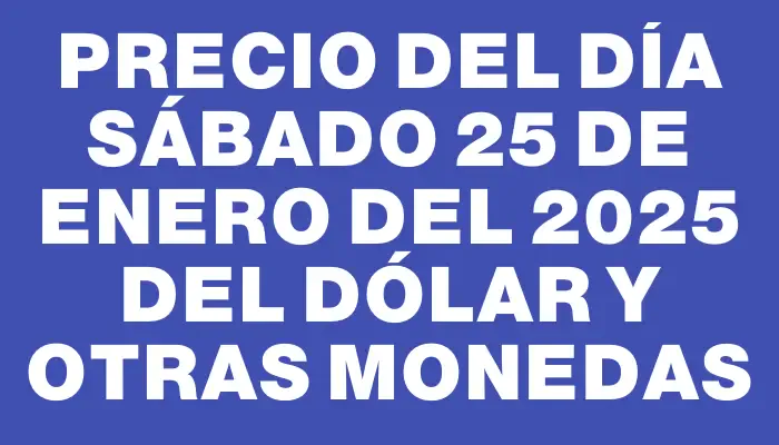 Precio del día Sábado 25 de enero del 2025 del dólar y otras monedas