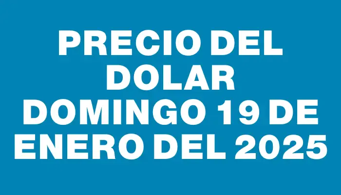 Precio del dolar Domingo 19 de enero del 2025