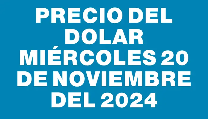 Precio del dolar Miércoles 20 de noviembre del 2024