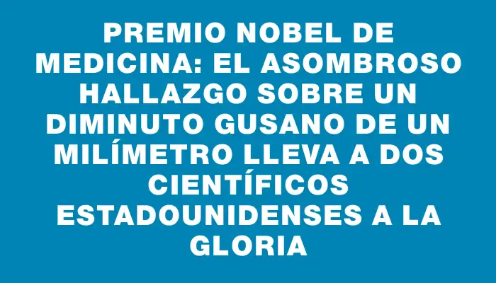 Premio Nobel de Medicina: el asombroso hallazgo sobre un diminuto gusano de un milímetro lleva a dos científicos estadounidenses a la gloria