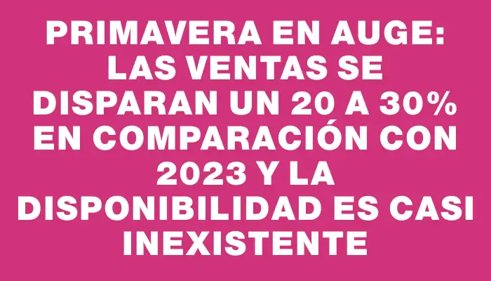 Primavera en auge: las ventas se disparan un 20 a 30% en comparación con 2023 y la disponibilidad es casi inexistente