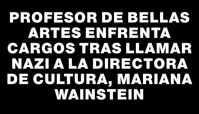 Profesor de Bellas Artes enfrenta cargos tras llamar nazi a la directora de Cultura, Mariana Wainstein