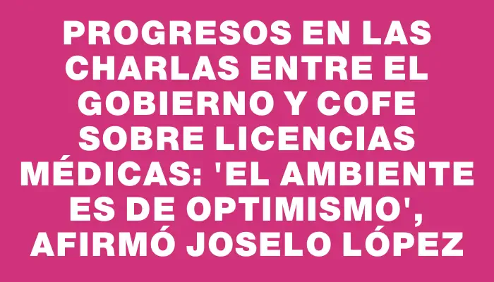 Progresos en las charlas entre el Gobierno y Cofe sobre licencias médicas: "El ambiente es de optimismo", afirmó Joselo López