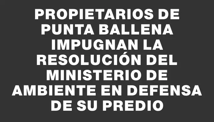 Propietarios de Punta Ballena impugnan la resolución del Ministerio de Ambiente en defensa de su predio