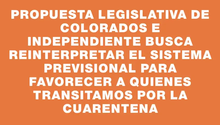 Propuesta legislativa de colorados e Independiente busca reinterpretar el sistema previsional para favorecer a quienes transitamos por la cuarentena