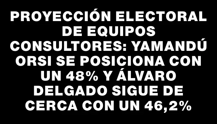 Proyección electoral de Equipos Consultores: Yamandú Orsi se posiciona con un 48% y Álvaro Delgado sigue de cerca con un 46,2%