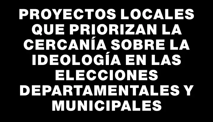 Proyectos locales que priorizan la cercanía sobre la ideología en las elecciones departamentales y municipales