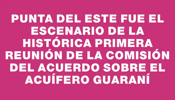 Punta del Este fue el escenario de la histórica primera reunión de la Comisión del Acuerdo sobre el Acuífero Guaraní