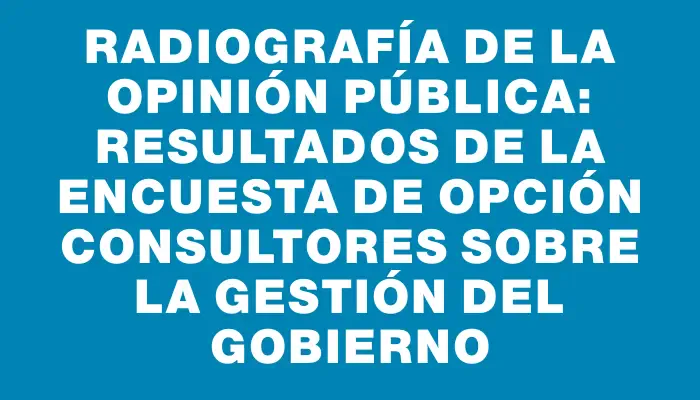 Radiografía de la opinión pública: resultados de la encuesta de Opción Consultores sobre la gestión del Gobierno